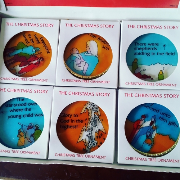 Vintage? The Christmas Story 12 PC Ornament Set Handcrafted/Translucent/Goldtone - Picture 3 of 6